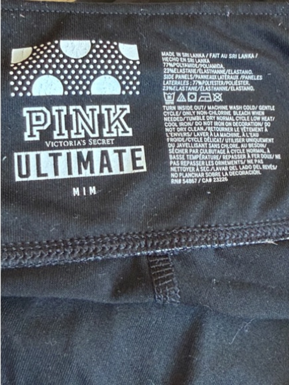 PINK Victoria's Secret Black, Light Blue & White Colorblock Leggings - Picture 5 of 5